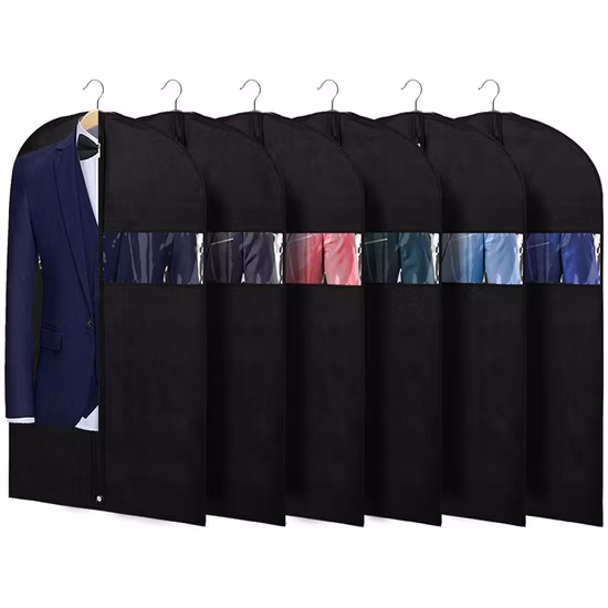 Wholesale Non Woven Customized Transparent Window Clothing Large Storage of Dresses Shirts Coats Packing Dustproof Cover Suit Garment Bag