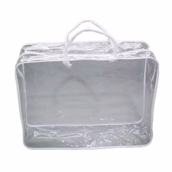 Alta qualidade personalizada transparente PVC vinil macio borda fio aquecido selo sacola com zíper sacos de plástico para cama têxtil doméstico edredom cobertor colcha edredom travesseiro