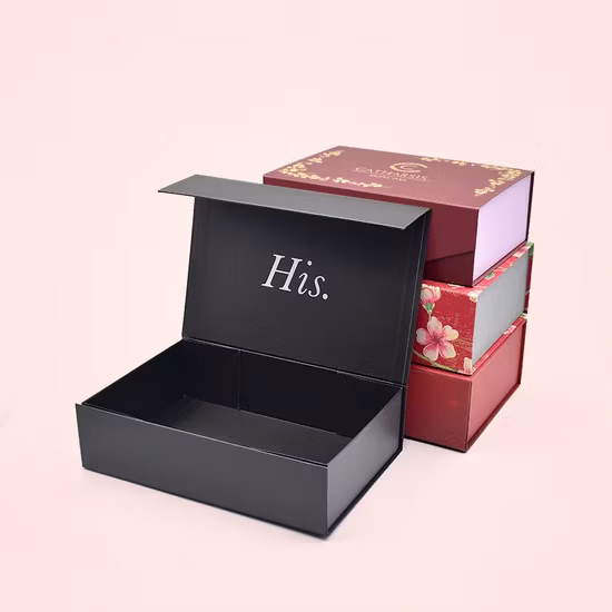 Caixas de presente magnéticas dobráveis ​​de luxo de papel reciclável rígido embalagem rígida